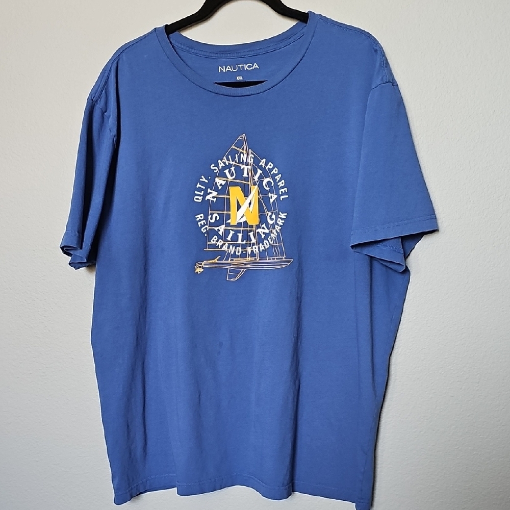 Nautica Men's Casual Cotton XXL Blue Nautical Sailing Graphic Short Sleeve Tee